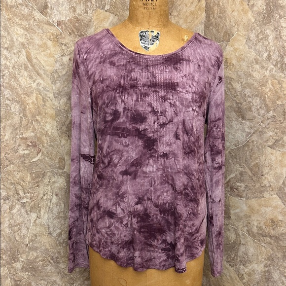 Simply Vera Vera Wang Purple Tie-Dye Long Sleeve Top - Picture 1 of 3